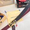 Top-Tier Louis Vuitton LV Belt - Genuine First-Layer Embossed Cowhide, 3.8cm Width, Reddish Wine Color, Hong Kong Duty-Free Premium Gift Box
