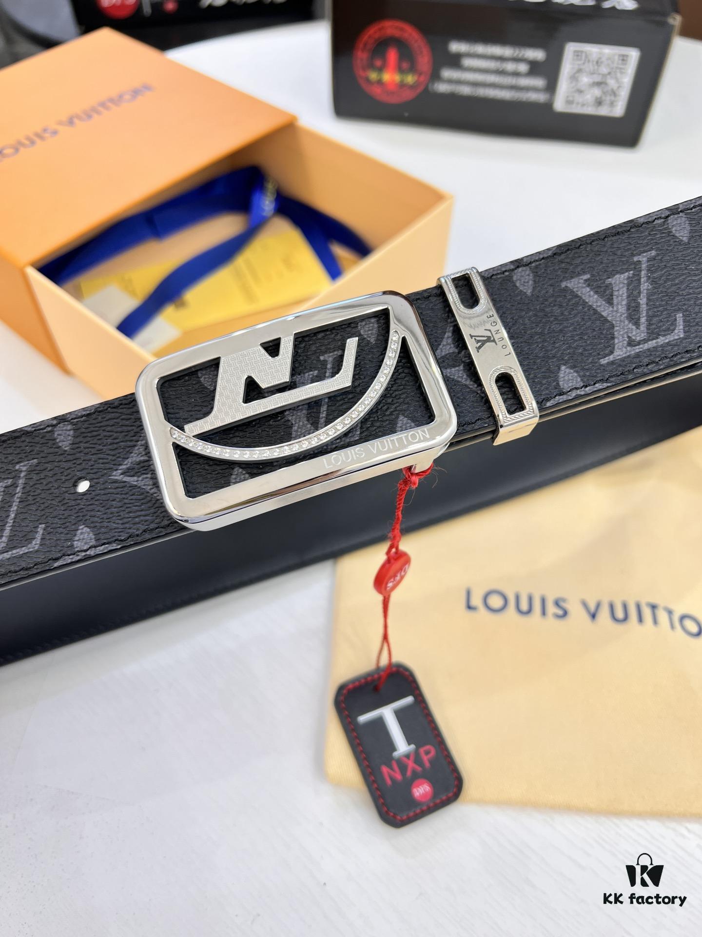 LV Men's Belt Louis Vuitton Latest Style ZP Synchronized Monogram Fabric Top Quality