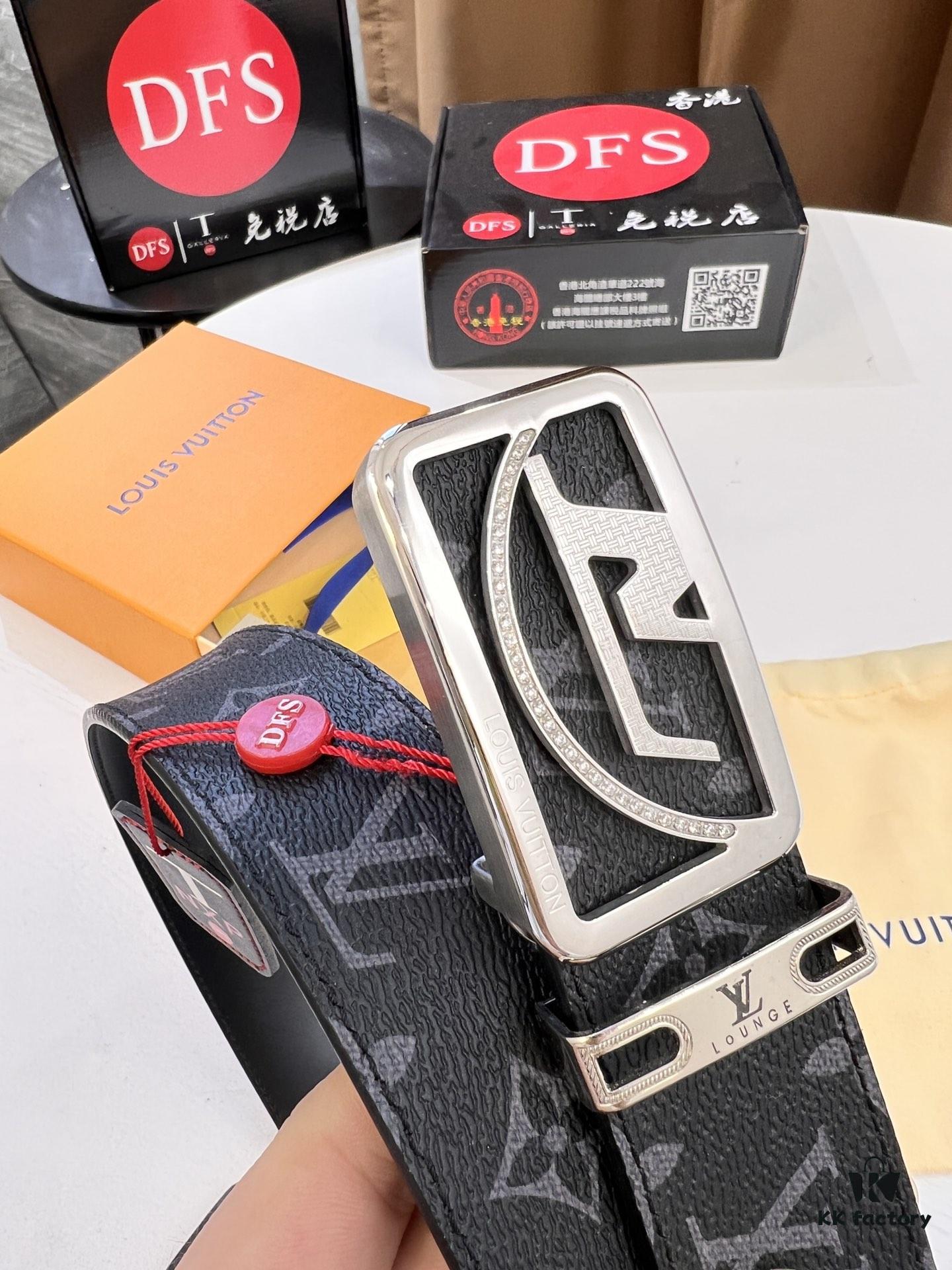 LV Men's Belt Louis Vuitton Latest Style ZP Synchronized Monogram Fabric Top Quality