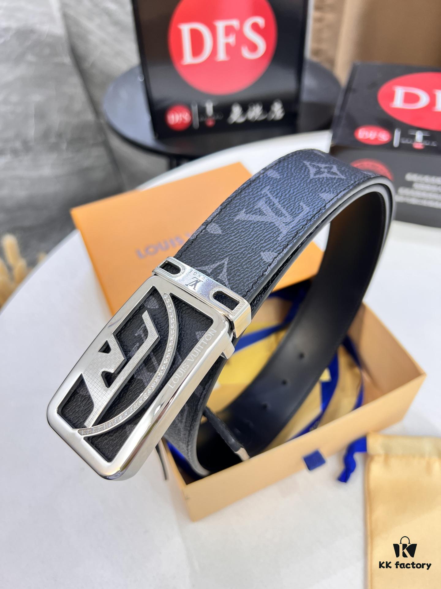 LV Men's Belt Louis Vuitton Latest Style ZP Synchronized Monogram Fabric Top Quality