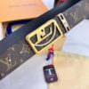LV Men's Belt, Latest Style, ZP Molded, Thickened Stainless Steel Buckle with Diamond Inlay, 4.0cm Width, Genuine Cowhide Leather
