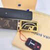 LV Men's Belt, Latest Style, ZP Molded, Thickened Stainless Steel Buckle with Diamond Inlay, 4.0cm Width, Genuine Cowhide Leather