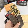 LV Men's Belt, Latest Style, ZP Molded, Thickened Stainless Steel Buckle with Diamond Inlay, 4.0cm Width, Genuine Cowhide Leather
