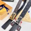 LV Men's Belt, Latest Style, ZP Molded, Thickened Stainless Steel Buckle with Diamond Inlay, 4.0cm Width, Genuine Cowhide Leather