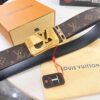LV Men's Belt, New Style, Checkered Imported Fabric, Genuine Cowhide, Official Website Version, Luxury Custom Leather, 3.8cm Width