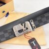 Shop Owner Recommended Louis Vuitton LV Belt, ZP Synchronized New Men's Belt, Checkered Imported Fabric, Full-Grain Cowhide Plain Leather, 3.8cm Width, Official Website Style with Letter Hardware, High-End Custom Leather, Supports Authentication