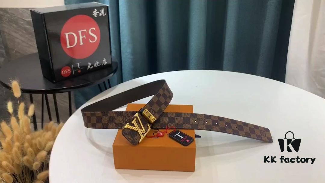 New LV Monogram Checkered Belt, Fashionable and Casual Style, Available on Official Website