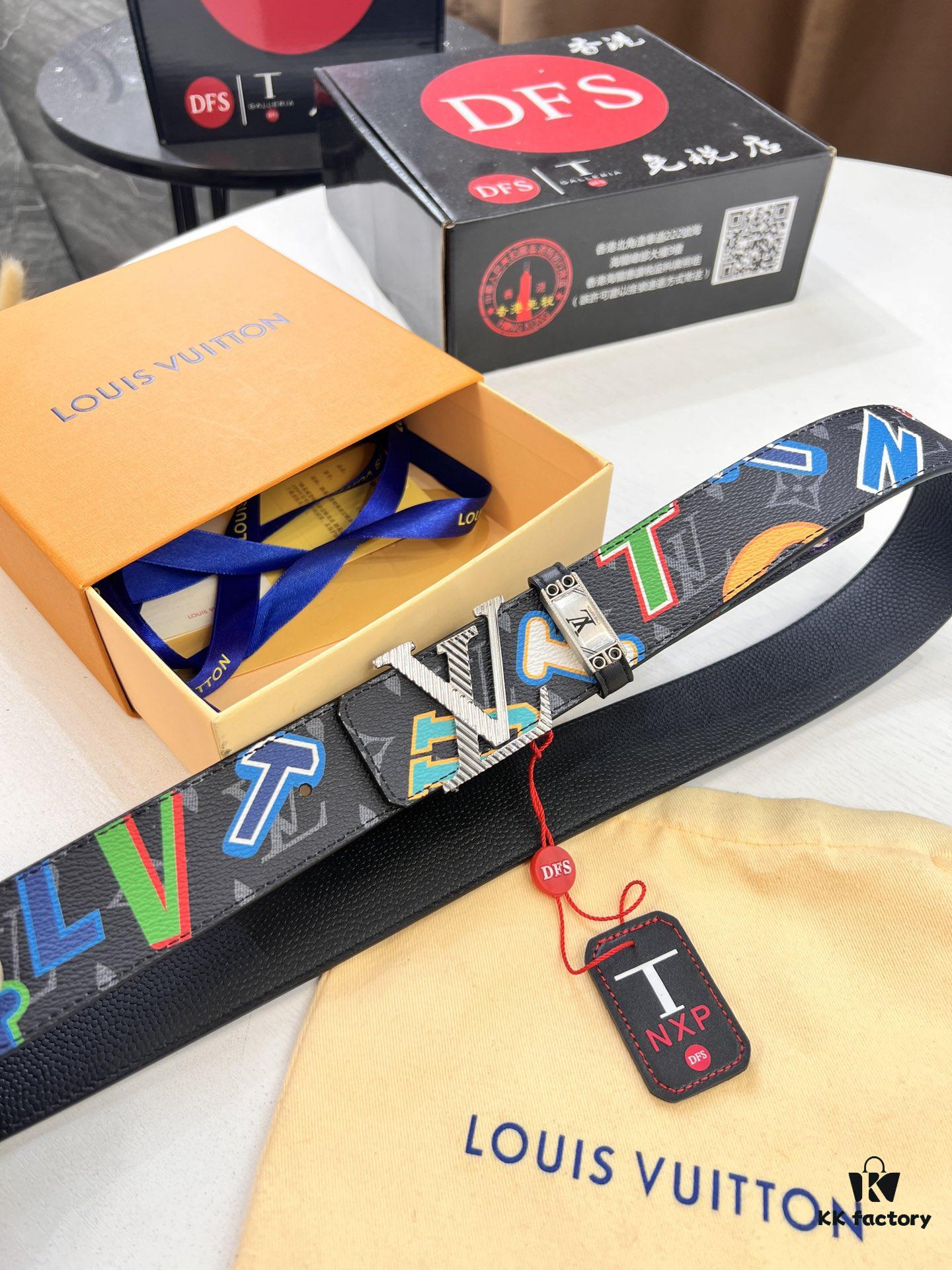 Louis Vuitton LV Men's Belt, 3.8cm Width, Reversible Design, Top-Quality First-Layer Cowhide Leather, Genuine Hardware, Imported Original Factory Print