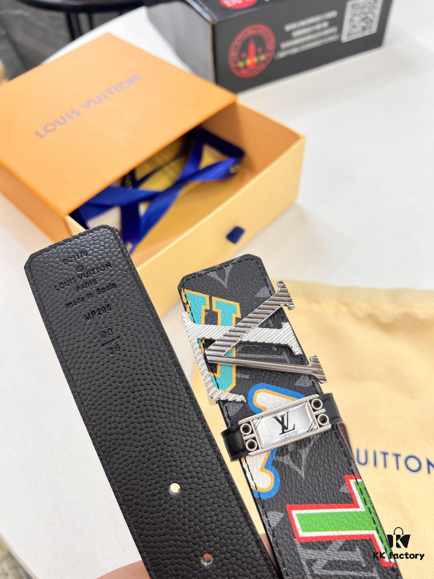 Louis Vuitton LV Men's Belt, 3.8cm Width, Reversible Design, Top-Quality First-Layer Cowhide Leather, Genuine Hardware, Imported Original Factory Print