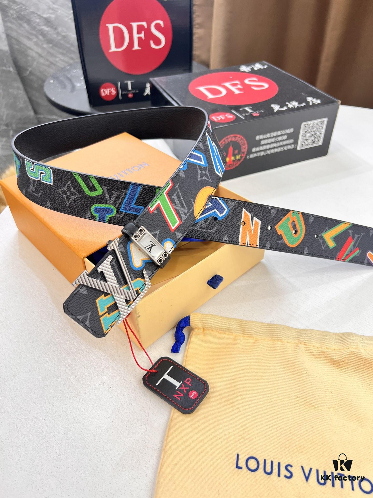 Louis Vuitton LV Men's Belt, 3.8cm Width, Reversible Design, Top-Quality First-Layer Cowhide Leather, Genuine Hardware, Imported Original Factory Print