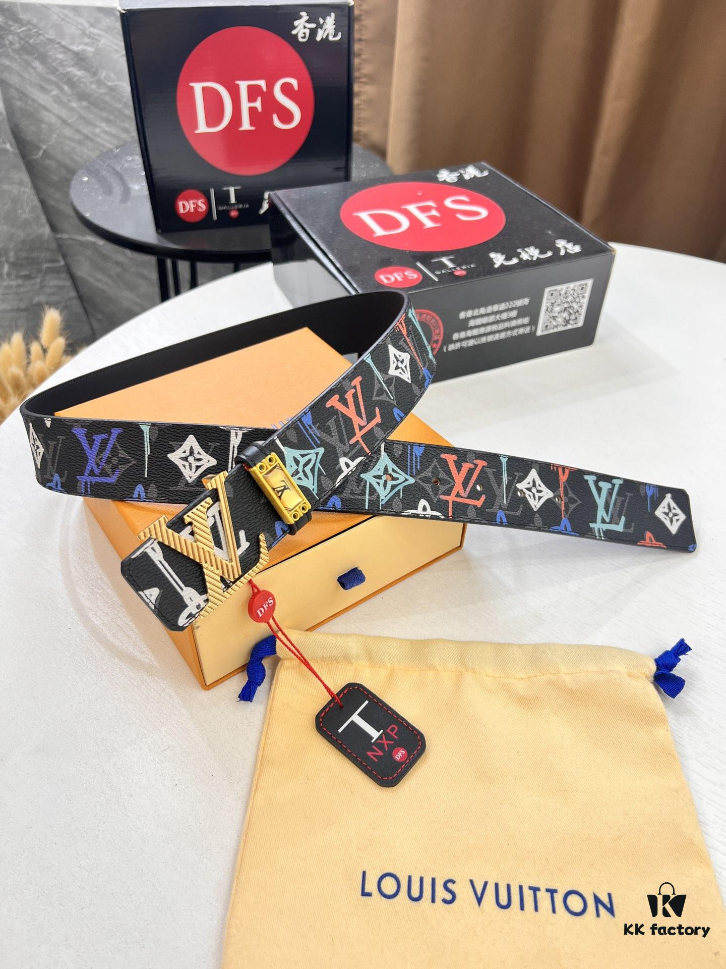 Louis Vuitton LV Men's Belt, 3.8cm Width, Reversible Design, Genuine Top-Layer Cowhide Leather, Original Factory Print, High-Quality Hardware