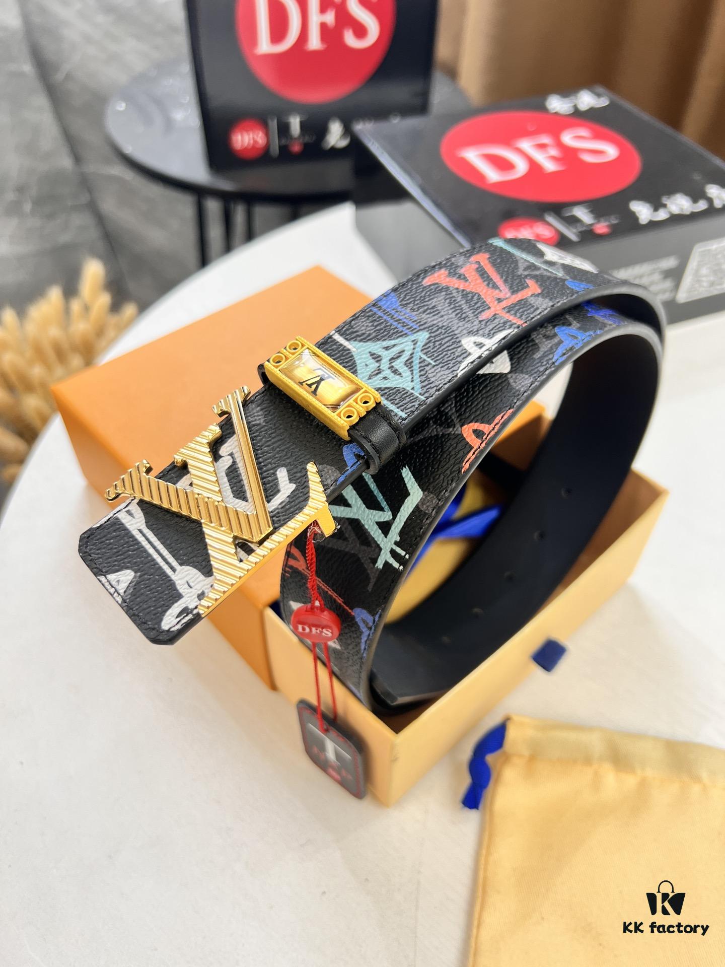 Louis Vuitton LV Men's Belt, 3.8cm Width, Reversible Design, Genuine Top-Layer Cowhide Leather, Original Factory Print, High-Quality Hardware