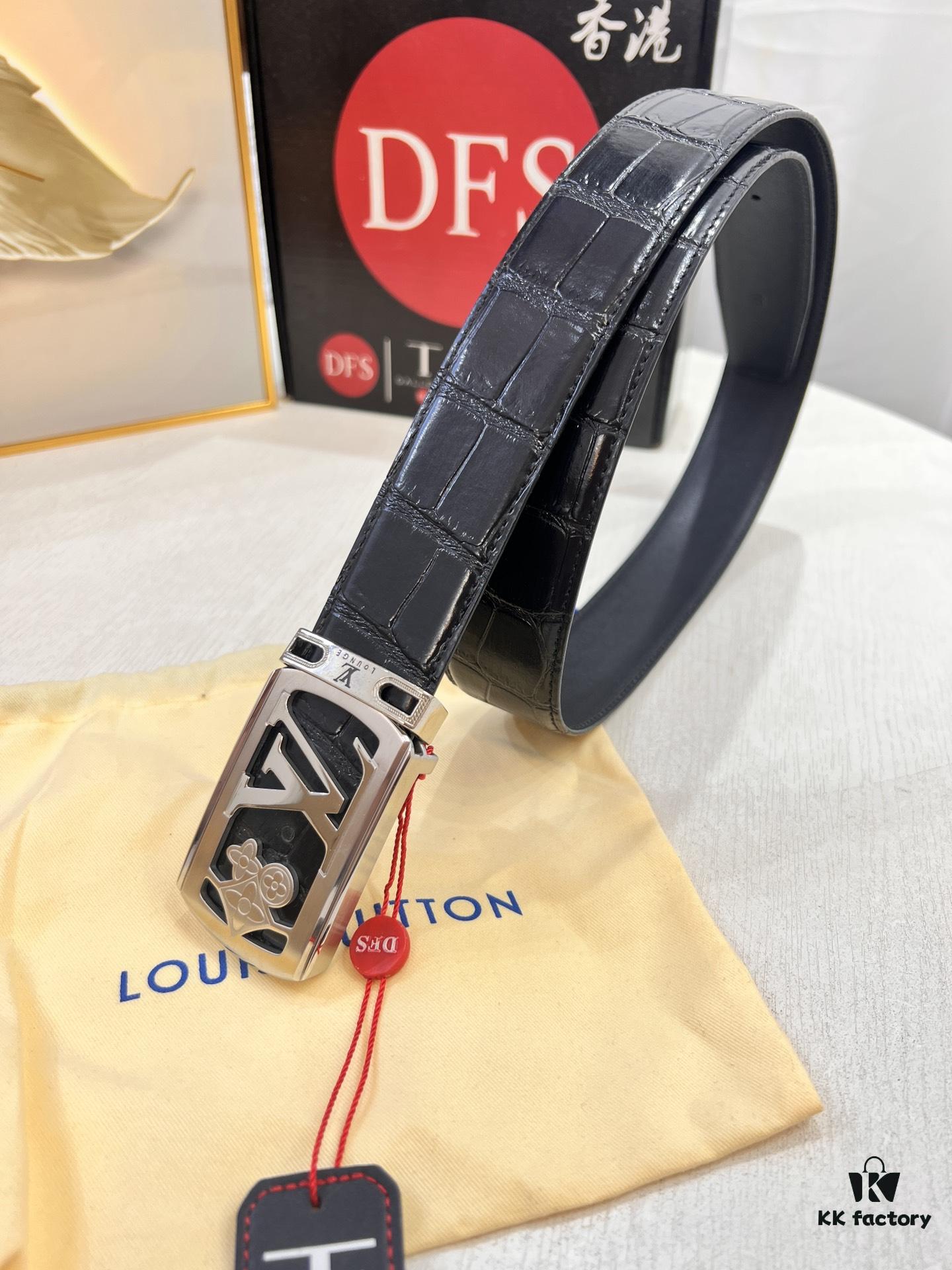 Top-Tier Leather Belt, Original Factory Hong Kong Duty-Free T Gift Box (NXP RFID Tag with Verifiable Anti-Counterfeit Chip)