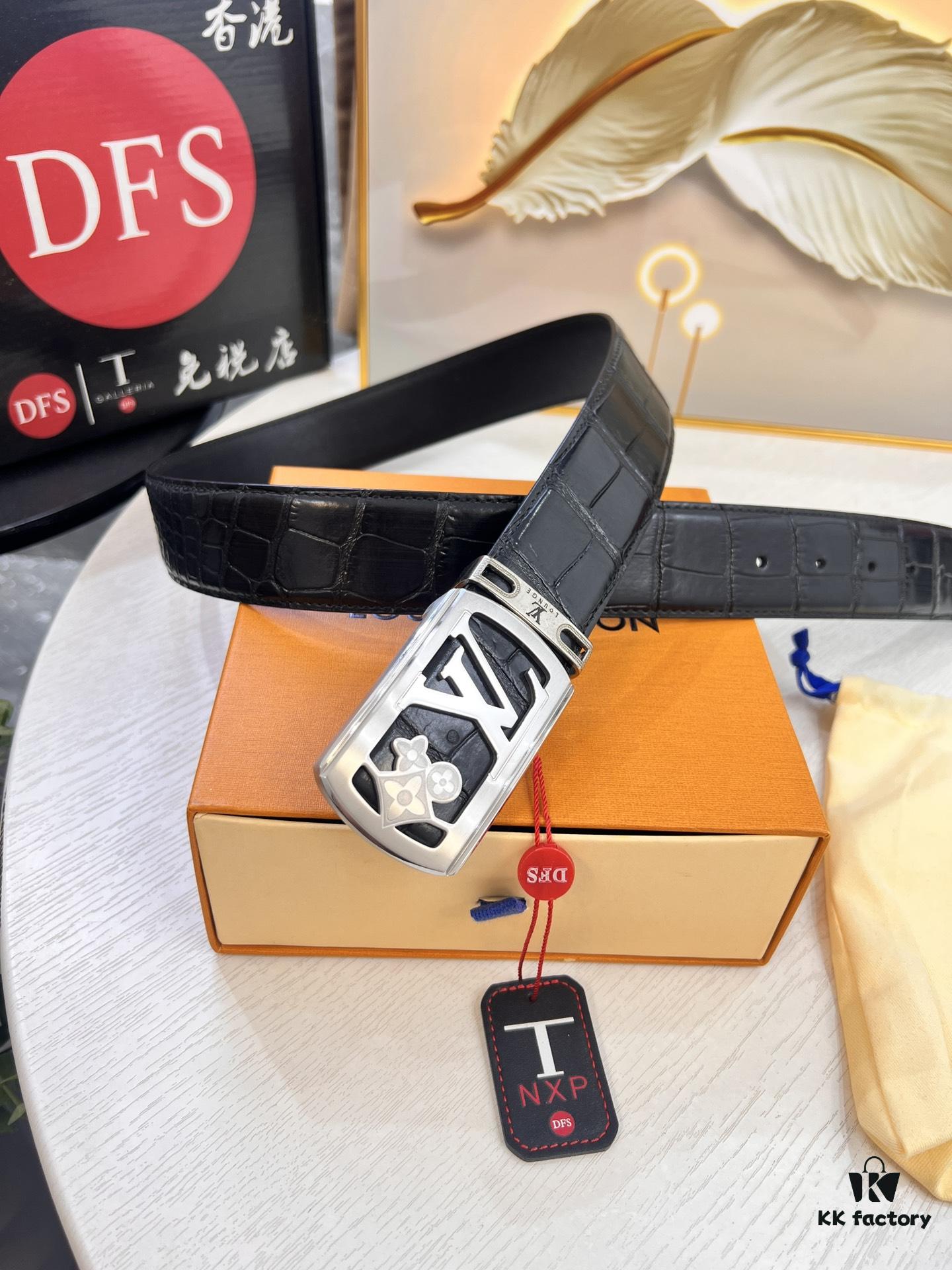 Top-Tier Leather Belt, Original Factory Hong Kong Duty-Free T Gift Box (NXP RFID Tag with Verifiable Anti-Counterfeit Chip)