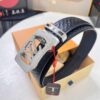 Louis Vuitton Automatic Buckle Belt, Full-Grain Imported Calfskin with Small Grain Cowhide, 3.5cm Width, Top-Quality Business Formal Belt