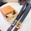 Louis Vuitton Automatic Buckle Belt, Full-Grain Imported Calfskin with Small Grain Cowhide, 3.5cm Width, Top-Quality Business Formal Belt