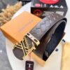 LV Men's Belt - Original Imported Woven Top-Layer Leather, New Style with Steel Hardware, Reversible Design