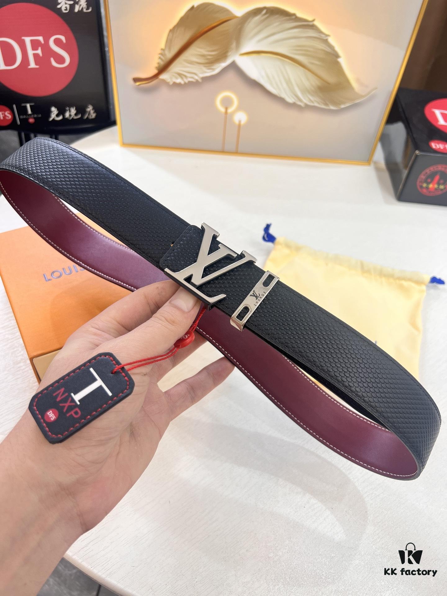 Top-Tier Louis Vuitton LV Belt, Genuine First-Layer French Calfskin, 3.8cm Width, Premium Hong Kong Duty-Free T Gift Box, Original NXP RFID Tag (Verifiable on Official Website), Stainless Steel Hardware, Hidden Buckle Design