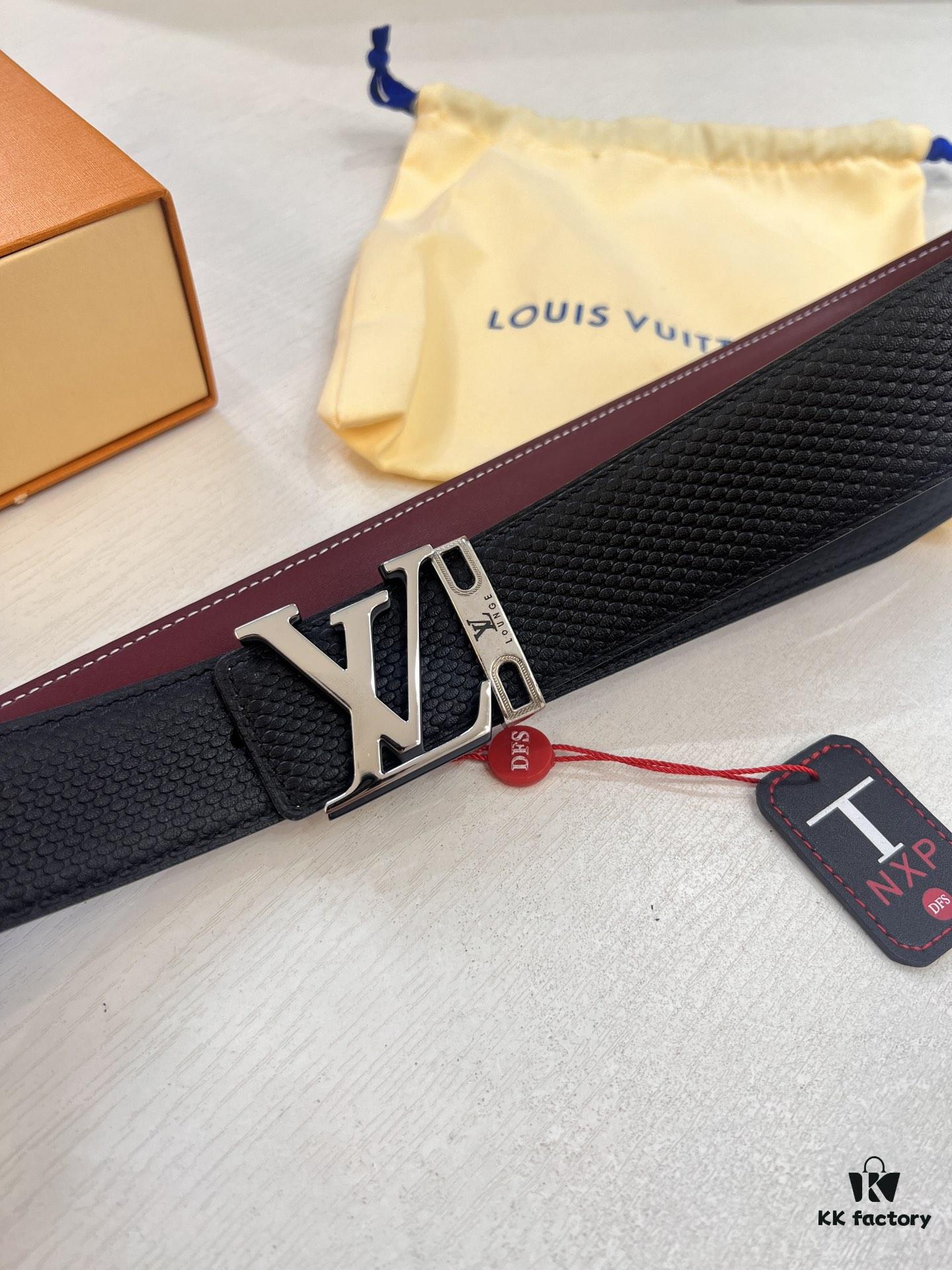 Top-Tier Louis Vuitton LV Belt, Genuine First-Layer French Calfskin, 3.8cm Width, Premium Hong Kong Duty-Free T Gift Box, Original NXP RFID Tag (Verifiable on Official Website), Stainless Steel Hardware, Hidden Buckle Design