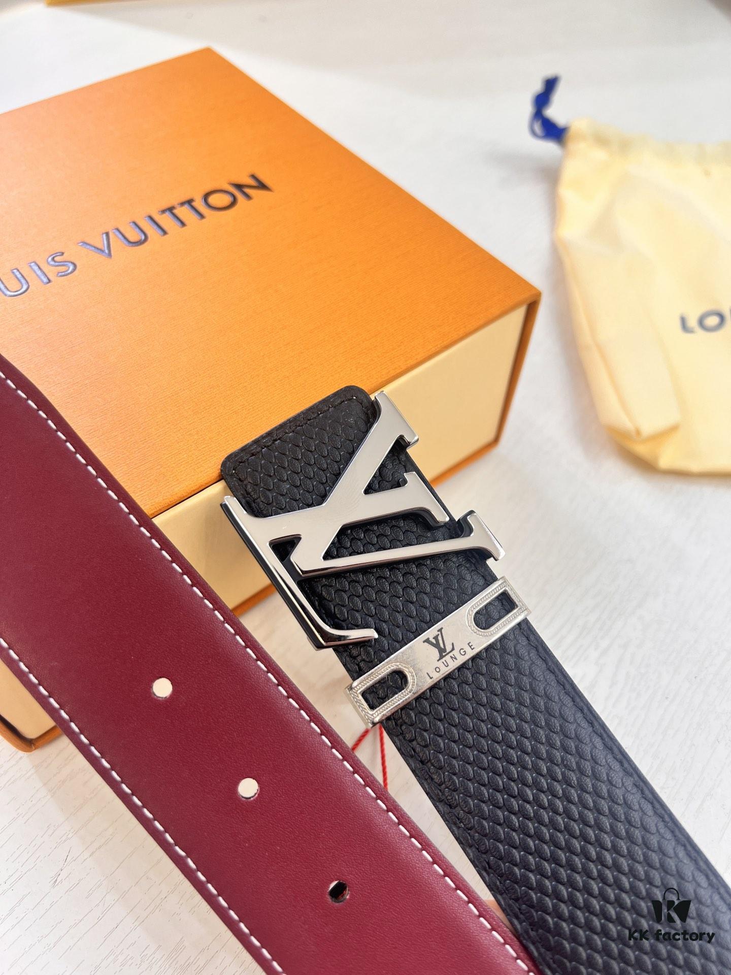 Top-Tier Louis Vuitton LV Belt, Genuine First-Layer French Calfskin, 3.8cm Width, Premium Hong Kong Duty-Free T Gift Box, Original NXP RFID Tag (Verifiable on Official Website), Stainless Steel Hardware, Hidden Buckle Design