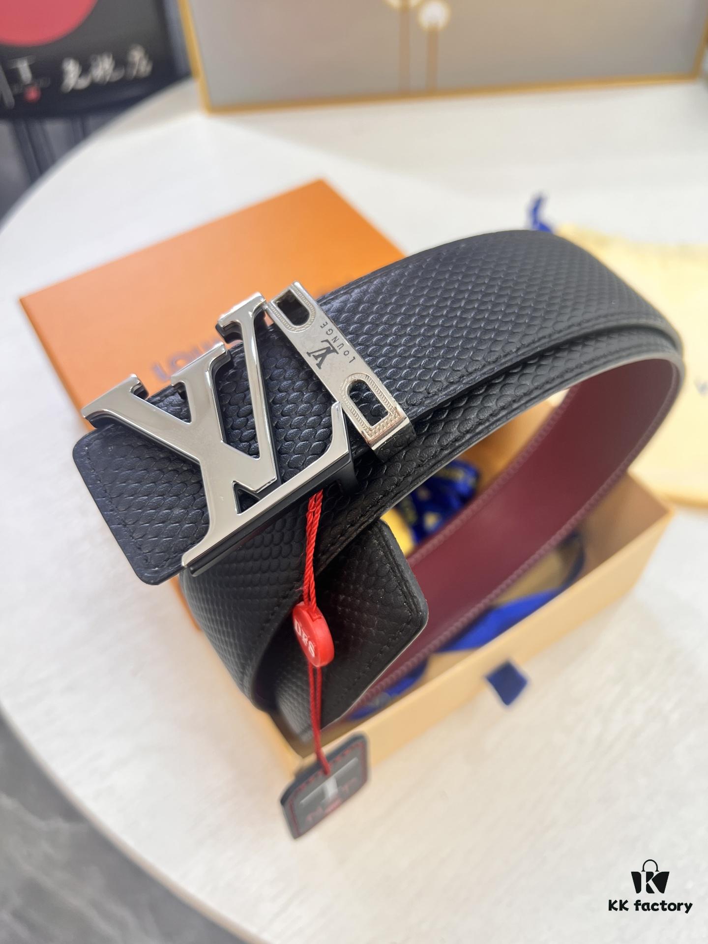 Top-Tier Louis Vuitton LV Belt, Genuine First-Layer French Calfskin, 3.8cm Width, Premium Hong Kong Duty-Free T Gift Box, Original NXP RFID Tag (Verifiable on Official Website), Stainless Steel Hardware, Hidden Buckle Design