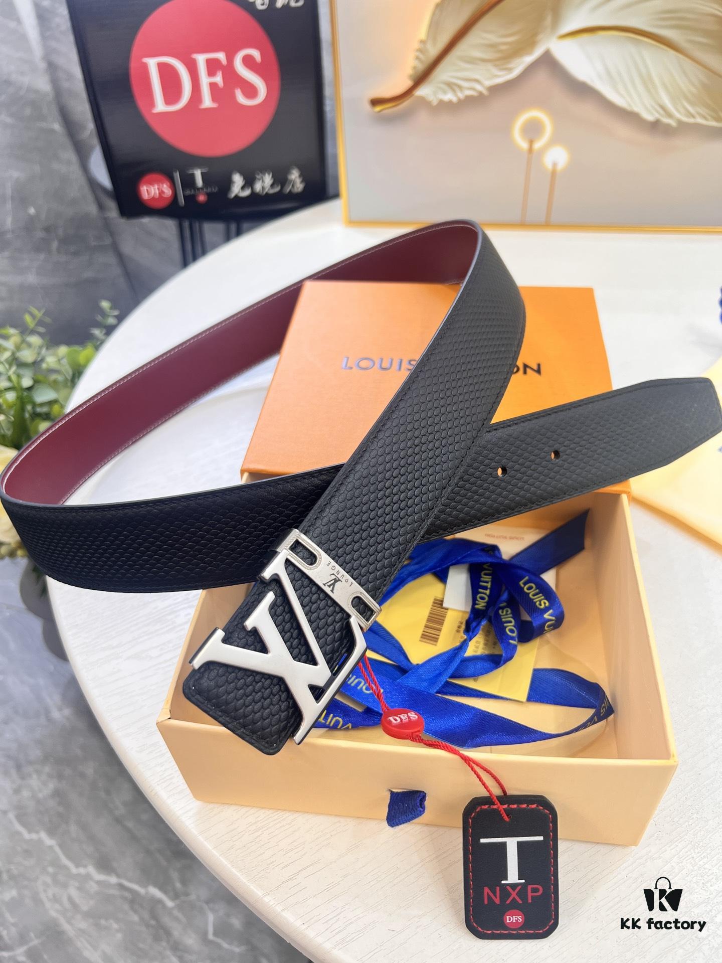 Top-Tier Louis Vuitton LV Belt, Genuine First-Layer French Calfskin, 3.8cm Width, Premium Hong Kong Duty-Free T Gift Box, Original NXP RFID Tag (Verifiable on Official Website), Stainless Steel Hardware, Hidden Buckle Design