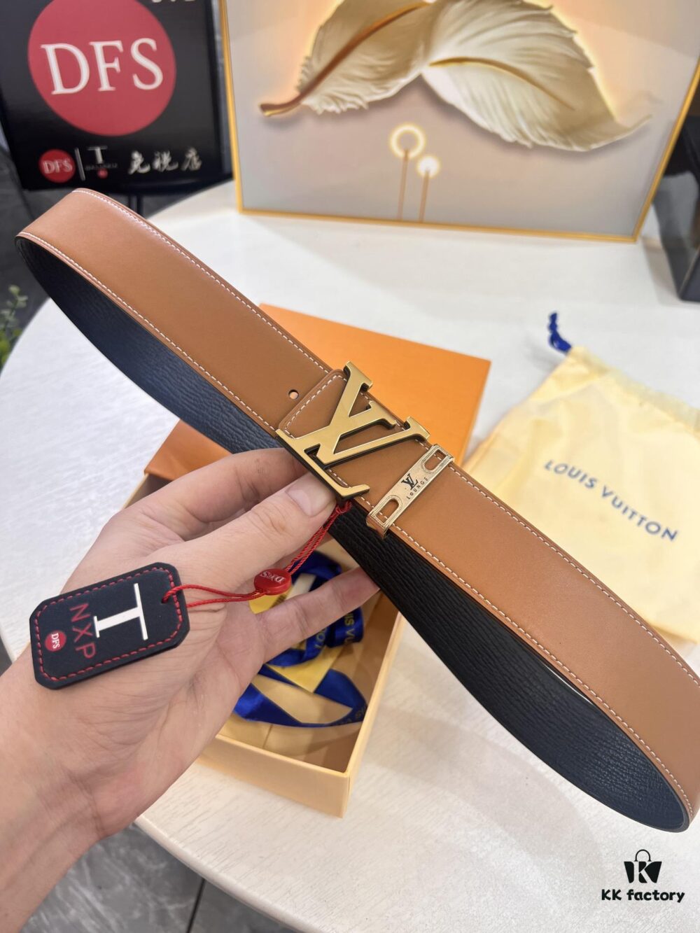 Top-Tier Louis Vuitton LV Belt – Genuine Full-Grain French Calfskin, 3.8cm Width, Premium Hong Kong Duty-Free T Gift Box, Original NXP RFID Tag (Verifiable on Official Website), Solid Stainless Steel Hardware