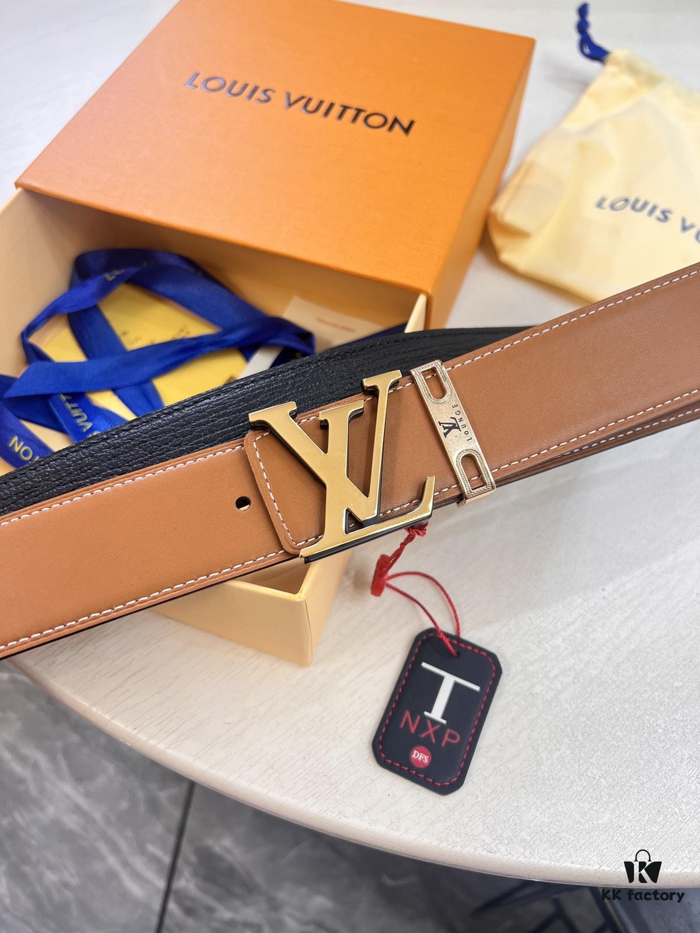 Top-Tier Louis Vuitton LV Belt – Genuine Full-Grain French Calfskin, 3.8cm Width, Premium Hong Kong Duty-Free T Gift Box, Original NXP RFID Tag (Verifiable on Official Website), Solid Stainless Steel Hardware