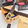 LV Men's Belt, New Style, Checkered Imported Fabric, Genuine Cowhide, Letter Hardware, 3.8cm Width