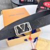 LV Men's Belt, Imported Genuine First-Layer Cowhide, Reversible Design, 3.8cm Width, High-Quality with NXP Anti-Counterfeit Chip