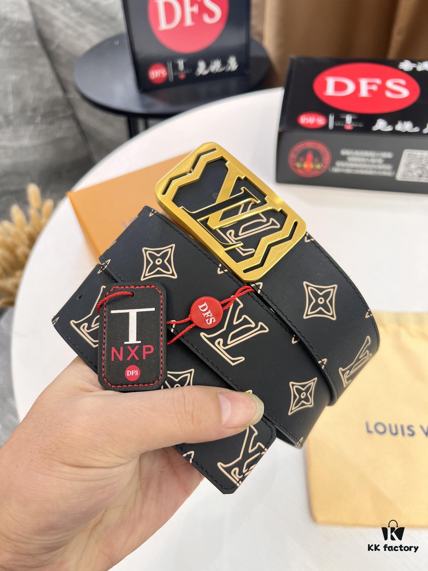 Arrival of Louis Vuitton LV Men's Belt, ZP Molded Design, Imported Genuine Original Print, Full-Grain Calfskin Leather, Precision Lettering Hardware, Reversible Double-Sided Use, 3.8cm Width