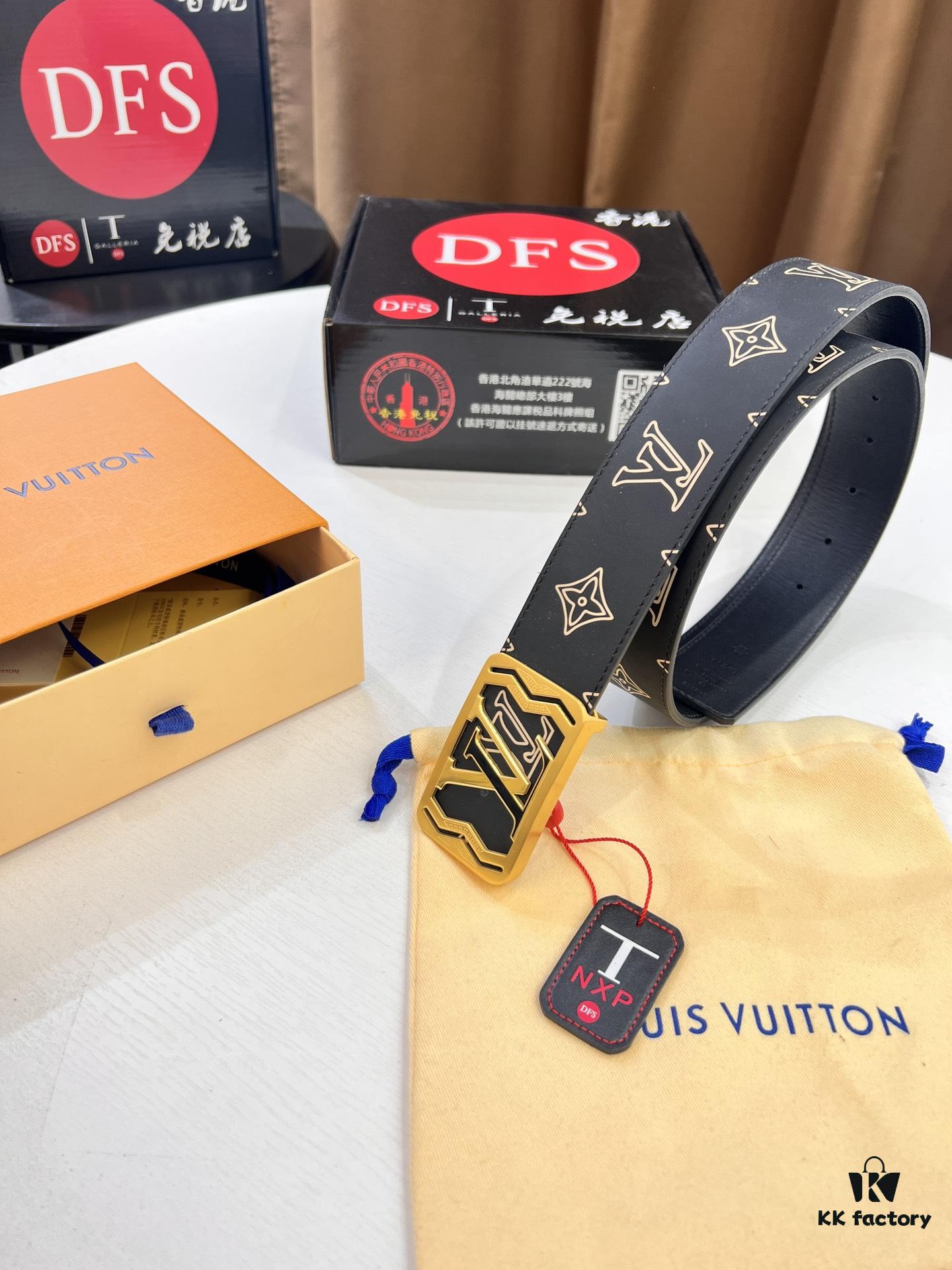 Arrival of Louis Vuitton LV Men's Belt, ZP Molded Design, Imported Genuine Original Print, Full-Grain Calfskin Leather, Precision Lettering Hardware, Reversible Double-Sided Use, 3.8cm Width