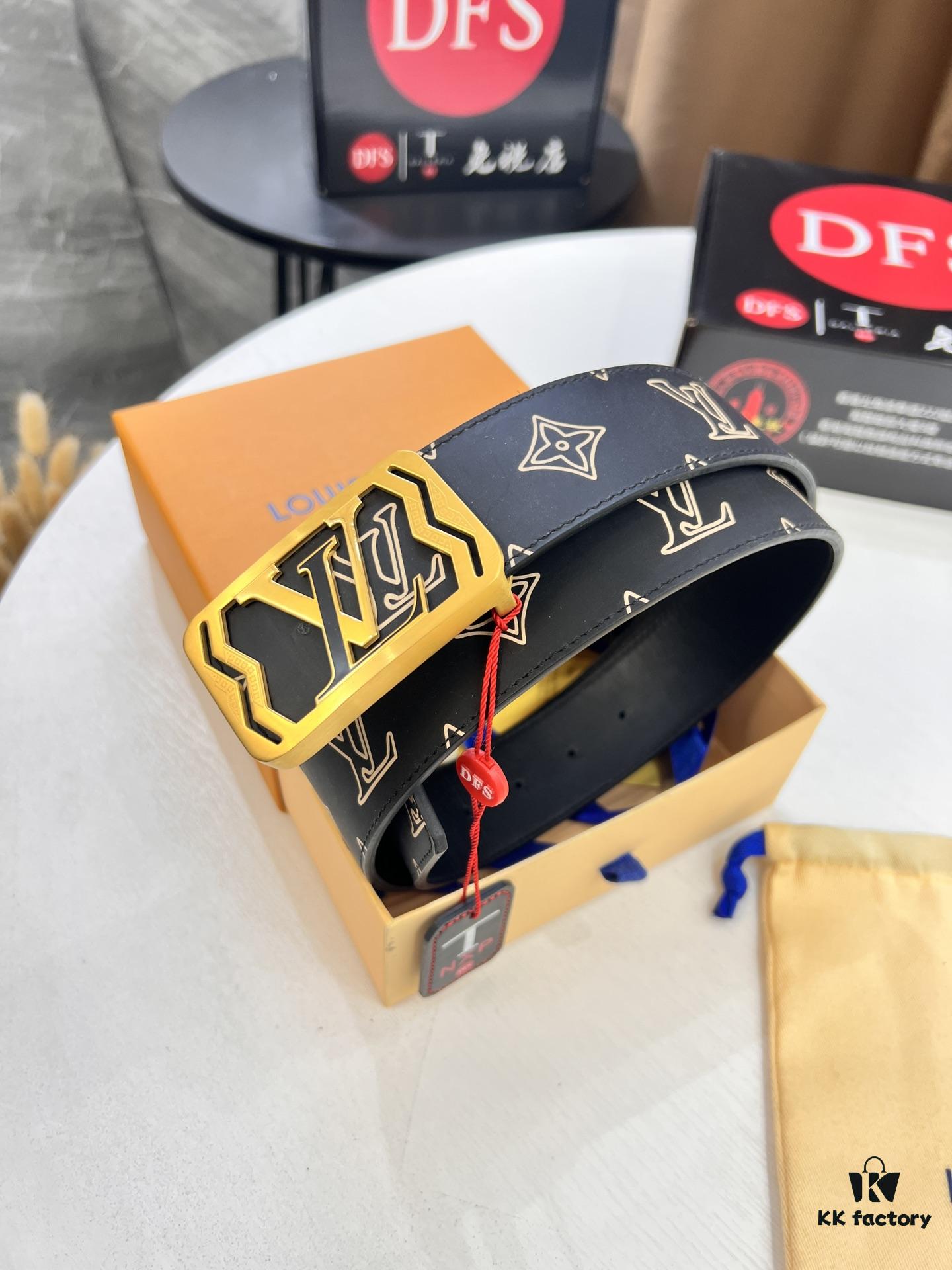 Arrival of Louis Vuitton LV Men's Belt, ZP Molded Design, Imported Genuine Original Print, Full-Grain Calfskin Leather, Precision Lettering Hardware, Reversible Double-Sided Use, 3.8cm Width