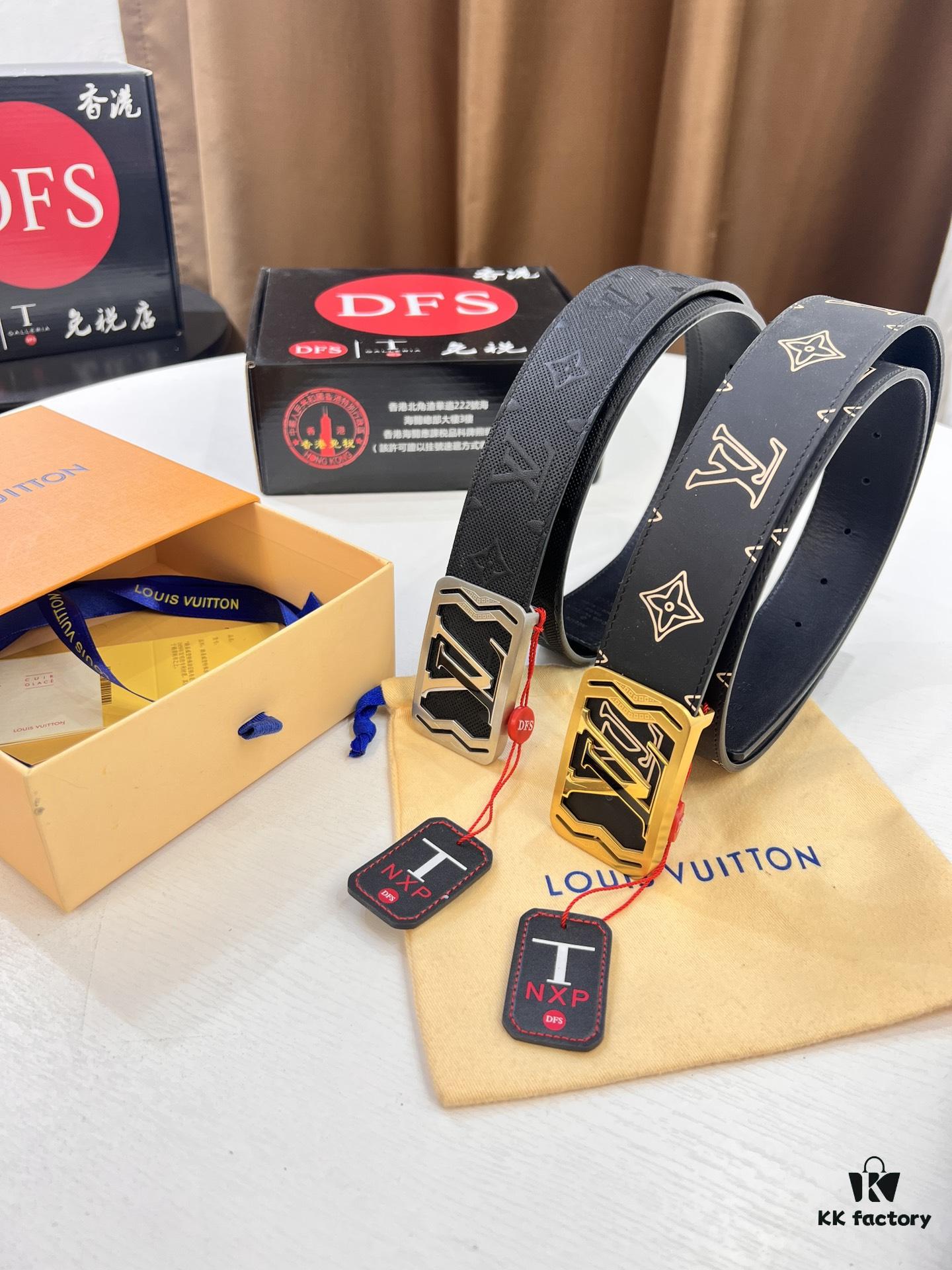 Arrival of Louis Vuitton LV Men's Belt, ZP Molded Design, Imported Genuine Original Print, Full-Grain Calfskin Leather, Precision Lettering Hardware, Reversible Double-Sided Use, 3.8cm Width