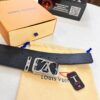 Top-Tier Leather Belt, Hong Kong Tax-Free T Gift Box 🎁 (NXP RFID Tag with Official Website Verification, Authentic Anti-Counterfeit Chip) – LV Corrosion-Patterned Stainless Steel Hardware, Italian Imported Crust Calfskin with Lychee Texture, 3.8cm Width, Men's Formal Premium Belt, Authorized Custom Edition, Quality Guaranteed for Counter Authentication