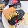 Louis Vuitton Automatic Buckle Belt, Top-Quality Genuine Cowhide with Grid Embossing, 3.5cm Width, Luxury Craftsmanship for Formal Business Wear