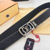 Louis Vuitton Automatic Buckle Belt, Full-Grain Calfskin with Checkerboard Embossing, 3.5cm Width, Top-Quality Craftsmanship