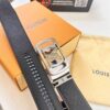 Louis Vuitton Automatic Buckle Belt, Full-Grain Calfskin with Checkerboard Embossing, 3.5cm Width, Top-Quality Craftsmanship