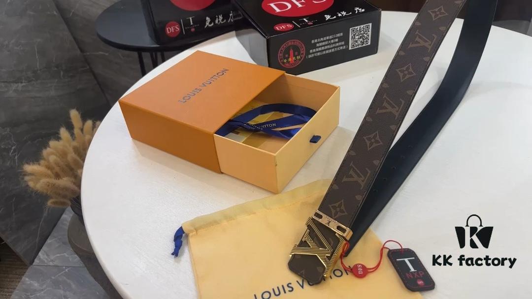 LV New Style Monogram Belt, Fashion Casual Model with Video Anti-counterfeiting Induction Network