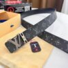 LV Men's Belt, ZP Molded New Style, Synchronized Classic Plaid Fabric, Genuine Cowhide Leather, Heavy-Duty Steel Buckle, 4.0cm Width