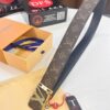 LV Men's Belt, New Arrival, ZP Molded, Matching Classic Check Fabric, Genuine Cowhide Leather, Heavy-Duty Stainless Steel Buckle, 4.0cm Width