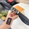 Louis Vuitton Automatic Buckle Belt, Full-Grain Imported Calfskin with Fine Grain Calf Leather, 3.5cm Width, Top-Quality Business Formal Belt