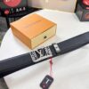 Louis Vuitton Automatic Buckle Belt, Full-Grain Imported Calfskin with Fine Grain Calf Leather, 3.5cm Width, Top-Quality Business Formal Belt