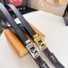 Louis Vuitton Automatic Buckle Belt, Premium Cowhide with Embossed Logo, 3.5cm Width, Top Quality Genuine Leather for Business Formal Wear