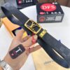 Louis Vuitton Automatic Buckle Belt, Top-Quality Genuine Leather, Imported Grain Leather with Fine-Grain Calfskin, 3.5cm Width, LV Stainless Steel Hardware