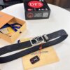 Louis Vuitton Automatic Buckle Belt, Top-Quality Genuine Leather, 3.5cm Width, Imported Grain Leather with Fine-Grained Calfskin, Smooth Slide Mechanism