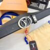LV Men's Leather Belt, Top-Quality Business Formal Belt with Automatic Slide Buckle, 3.5 cm Width, Imported Cowhide