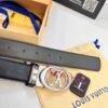 LV Men's Leather Belt, Top-Quality Business Formal Belt with Automatic Slide Buckle, 3.5 cm Width, Imported Cowhide