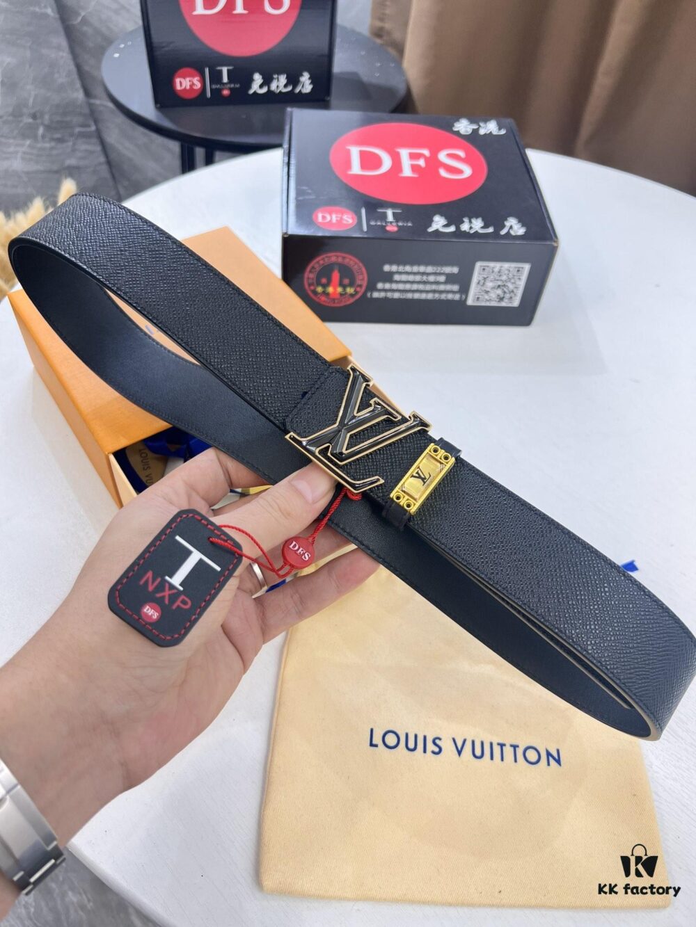 Top-Tier LV Louis Vuitton L-Logo Polished Stainless Steel Buckle Belt - Imported French Cross Grain Top Layer Cowhide, 3.8cm Width, with NXP Anti-Counterfeit Chip (Authenticity Guaranteed)