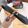 Top-Tier LV Louis Vuitton Belt - Genuine L-Logo Polished Stainless Steel Hardware, French Imported Cross-Grain Top-Layer Calfskin, 3.8cm Width, Original NXP RFID Anti-Counterfeit Chip (Hong Kong Duty-Free Exclusive Gift Box)
